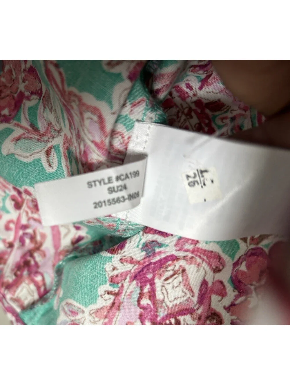 J.Crew Women Size  XL Floral  Puff Sleeve Cotton Blouse Green Pink  Style#CA199